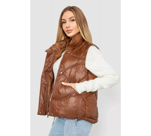 Жилетка жіноча однотонна, колір коричневий, 244R915