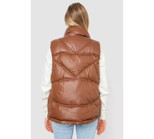 Жилетка жіноча однотонна, колір коричневий, 244R915
