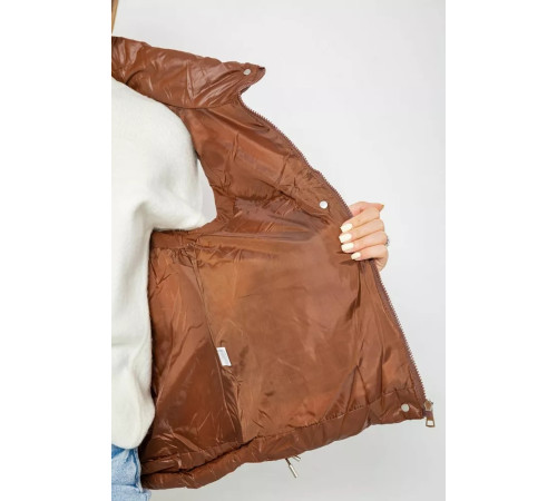 Жилетка жіноча однотонна, колір коричневий, 244R915