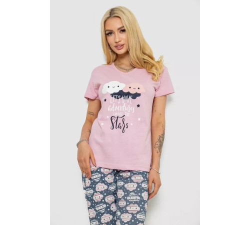 Пижама женская с принтом, цвет розово-серый, 243R9212.