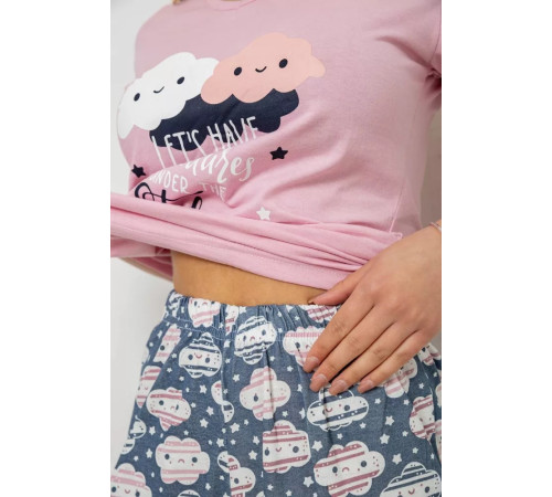 Пижама женская с принтом, цвет розово-серый, 243R9212.