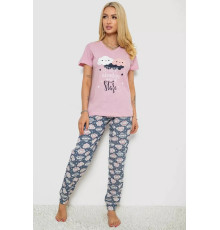 Піжама жіноча з принтом, колір рожево-сірий, 243R9212