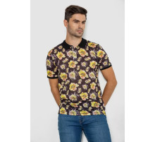 Поло мужское с принтом, цвет черно-желтый, 247R306