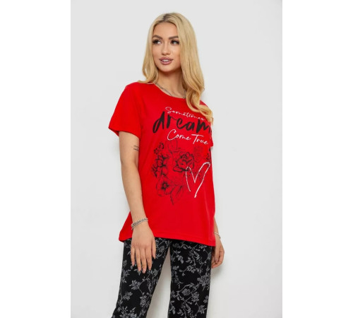 Женская пижама с принтом, цвет красный, 243R10317