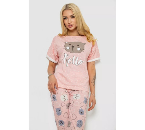 Пижама женская с принтом, цвет персиковый, 243R15240.