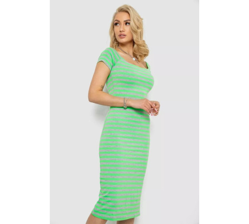 Платье в полоску, цвет серо-салатовый, 244R536-1