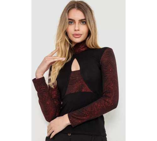 Гольф женский нарядный, цвет черно-красный, 186R107-1.