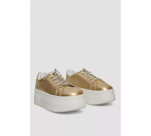 Кросівки жіночі демісезонні на платформі, колір золотистий, 243R2024-17