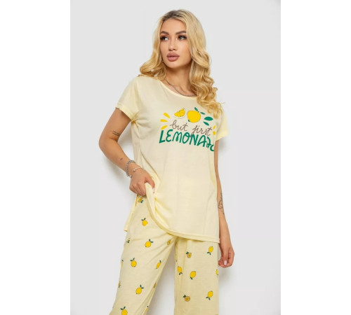 Женская пижама с принтом, цвет желтый, 243R7054