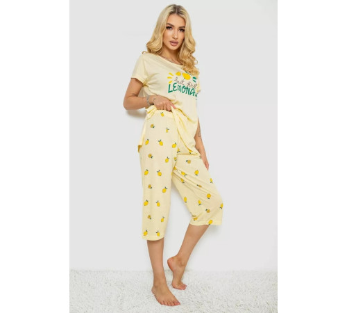 Женская пижама с принтом, цвет желтый, 243R7054