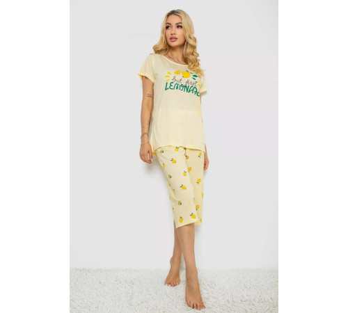 Женская пижама с принтом, цвет желтый, 243R7054