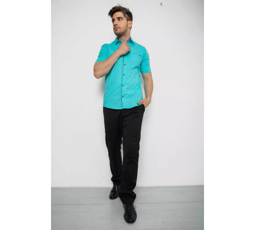 Рубашка мужская однотонная, цвет бирюзовый, 214R7119-1.