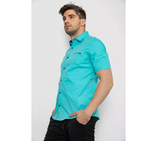 Рубашка мужская однотонная, цвет бирюзовый, 214R7119-1.