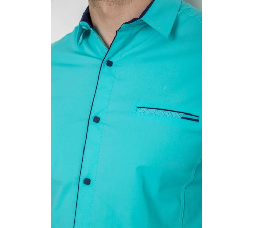 Рубашка мужская однотонная, цвет бирюзовый, 214R7119-1.