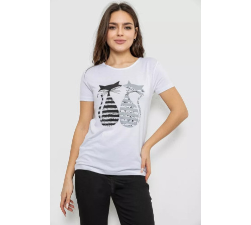 Футболка жіноча з принтом, колір білий, 244R502