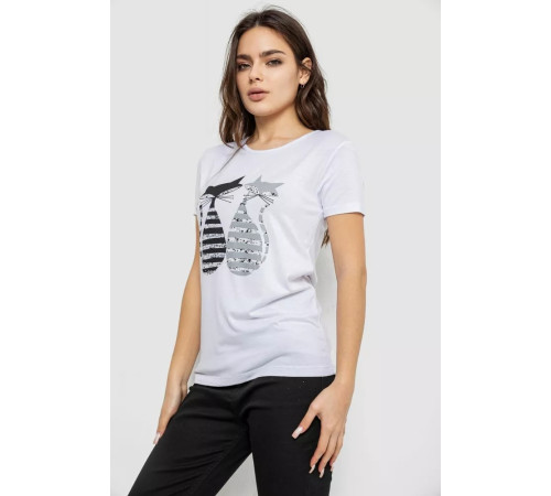 Футболка жіноча з принтом, колір білий, 244R502