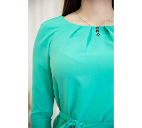 Блузка з рукавами 3/4 і поясом, колір Зелений, 172R1-1