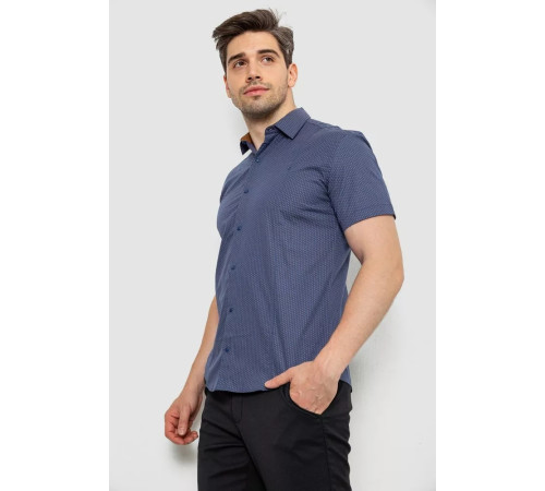 Сорочка чоловіча з принтом, колір джинс, 214R7129