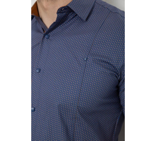 Сорочка чоловіча з принтом, колір джинс, 214R7129