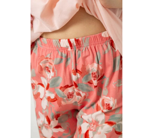 Піжама жіноча з принтом, колір персиковий, 243R1600-003