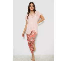 Піжама жіноча з принтом, колір персиковий, 243R1600-003