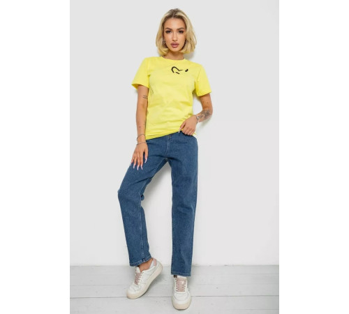 Женская футболка с принтом, цвет желтый, 238R57384-1