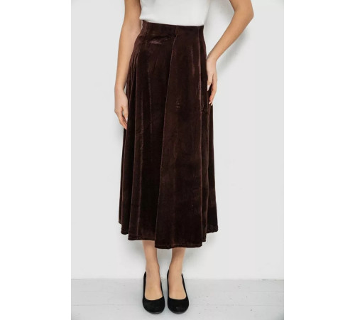 Юбка бархатная годе, цвет коричневый, 167R375