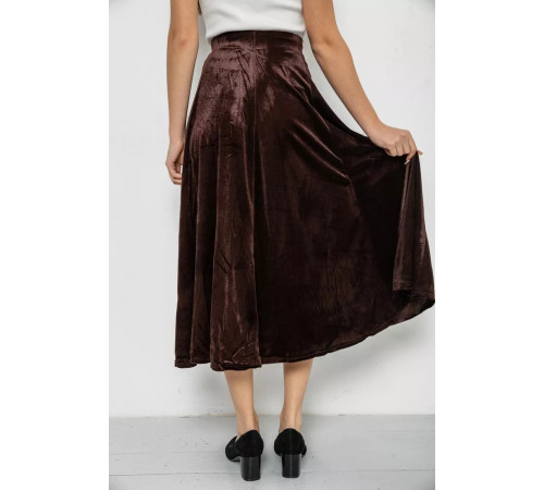 Юбка бархатная годе, цвет коричневый, 167R375