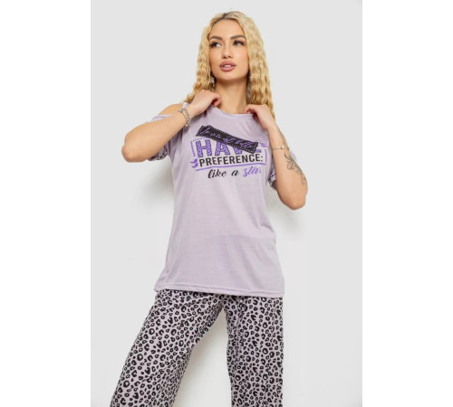 Пижама женская с принтом, цвет светло-сиреневый, 243R3038-B