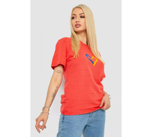 Женская футболка с принтом, цвет коралловый, 238R330