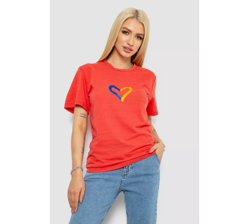Женская футболка с принтом, цвет коралловый, 238R330