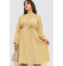 Платье свободного кроя шифоновое, цвет горчичный, 204R701-1.