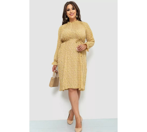 Платье свободного кроя шифоновое, цвет горчичный, 204R701-1.
