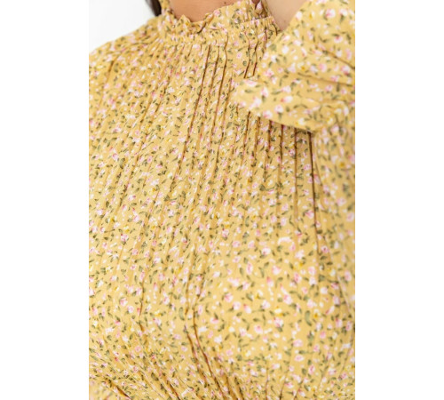 Платье свободного кроя шифоновое, цвет горчичный, 204R701-1.