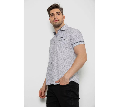 Рубашка мужская с коротким рукавом, цвет серый, 214RG601