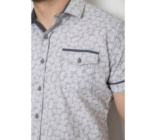 Рубашка мужская с коротким рукавом, цвет серый, 214RG601
