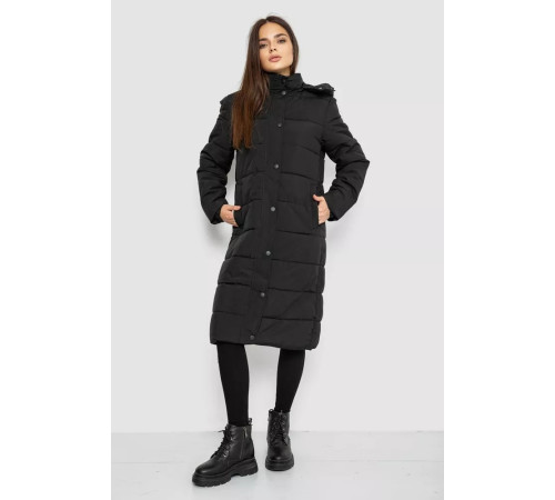 Куртка жіноча подовжена батал, колір чорний, 207R006-1