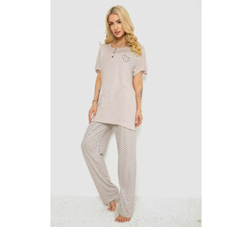 Женская пижама с принтом, цвет бежевый, 243R7000