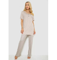 Женская пижама с принтом, цвет бежевый, 243R7000
