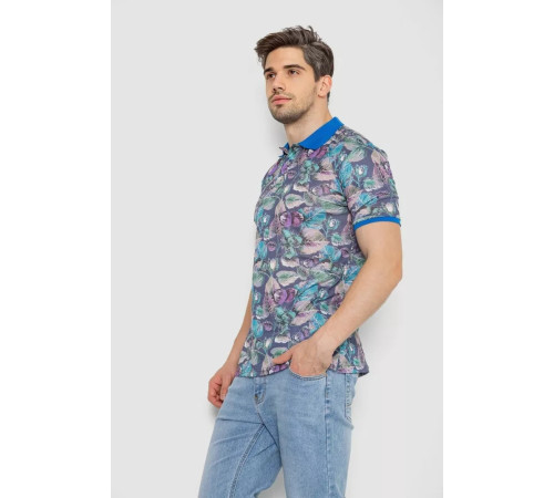 Поло чоловіче з принтом, колір сіро-синій, 247R314