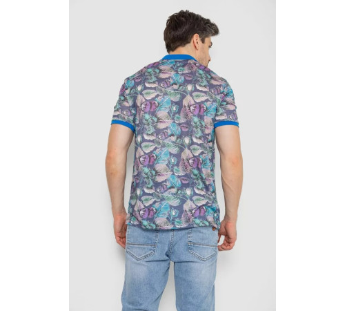 Поло чоловіче з принтом, колір сіро-синій, 247R314