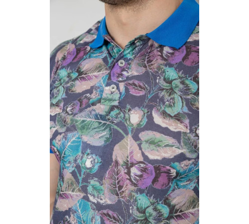 Поло чоловіче з принтом, колір сіро-синій, 247R314