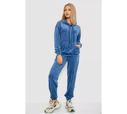 Спорт костюм жіночий велюровий, колір джинс, 241R060