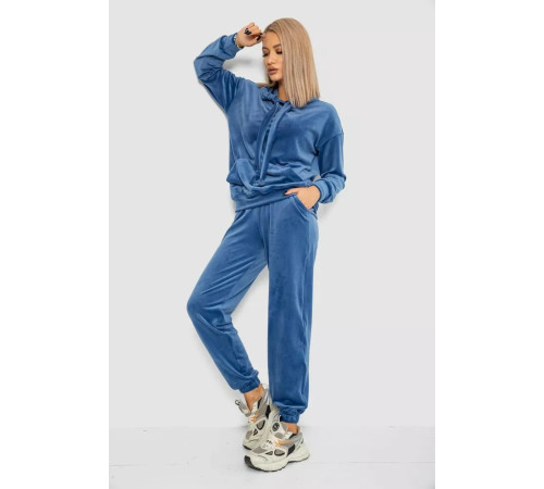 Спорт костюм жіночий велюровий, колір джинс, 241R060