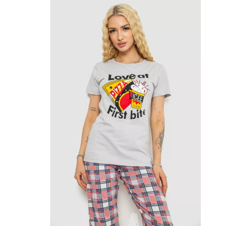 Женская пижама с принтом, цвет серый, 243R15844