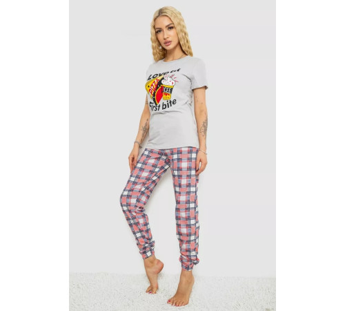 Женская пижама с принтом, цвет серый, 243R15844