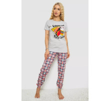 Піжама жіноча з принтом, колір сірий, 243R15844