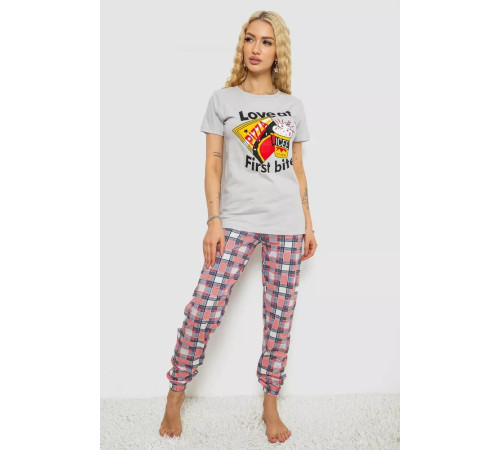 Женская пижама с принтом, цвет серый, 243R15844