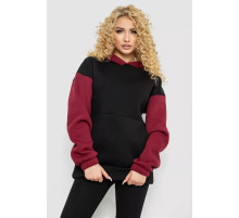 Худі жіноча тринитка на флісі, колір чорно-бордовий, 102R364-1