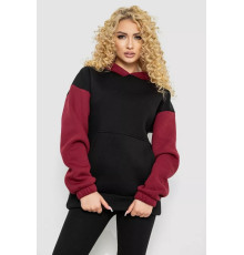 Худая женская тринитка на флисе, цвет черно-бордовый, 102R364-1.